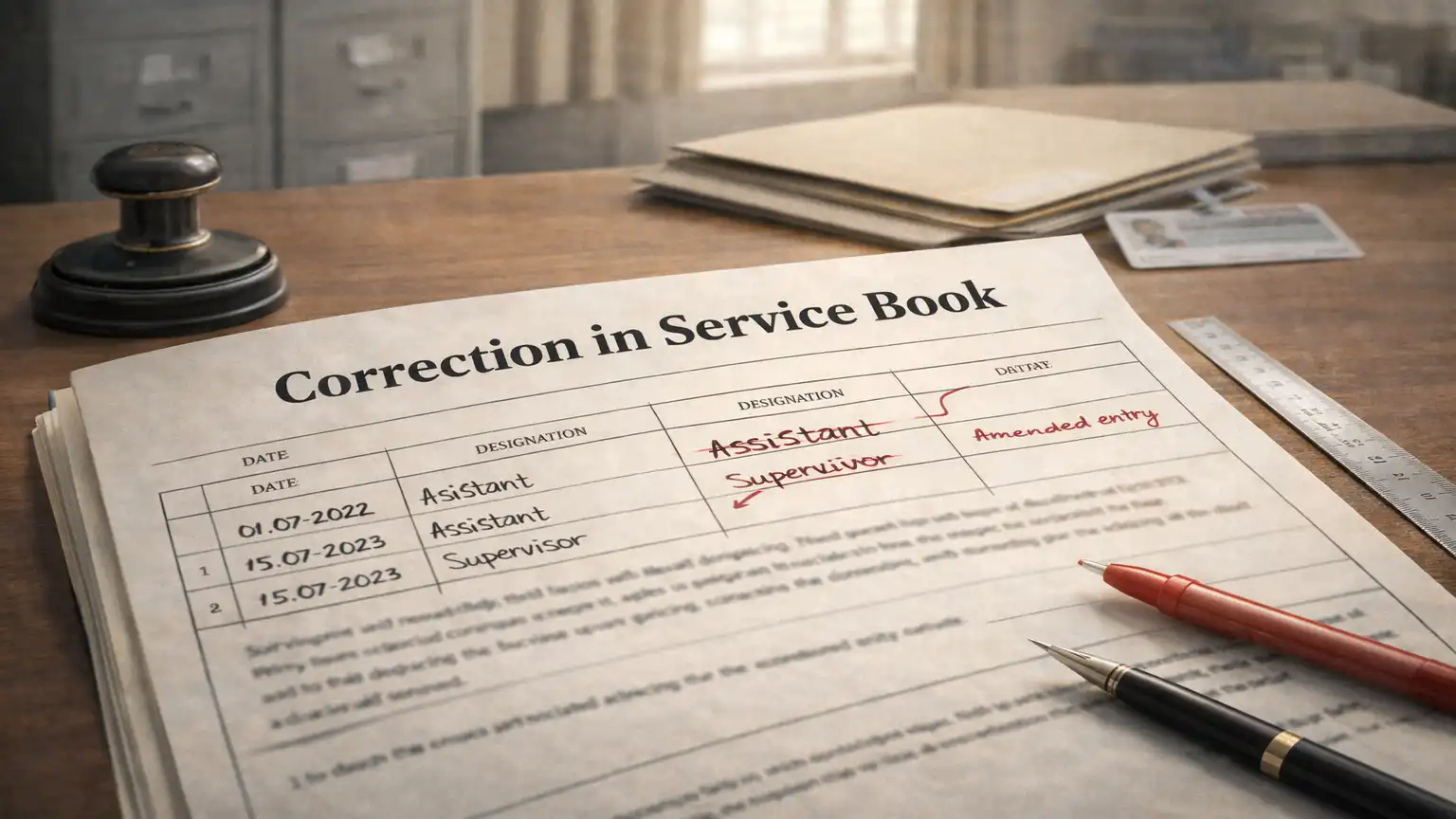 Overview of correction in service book and record