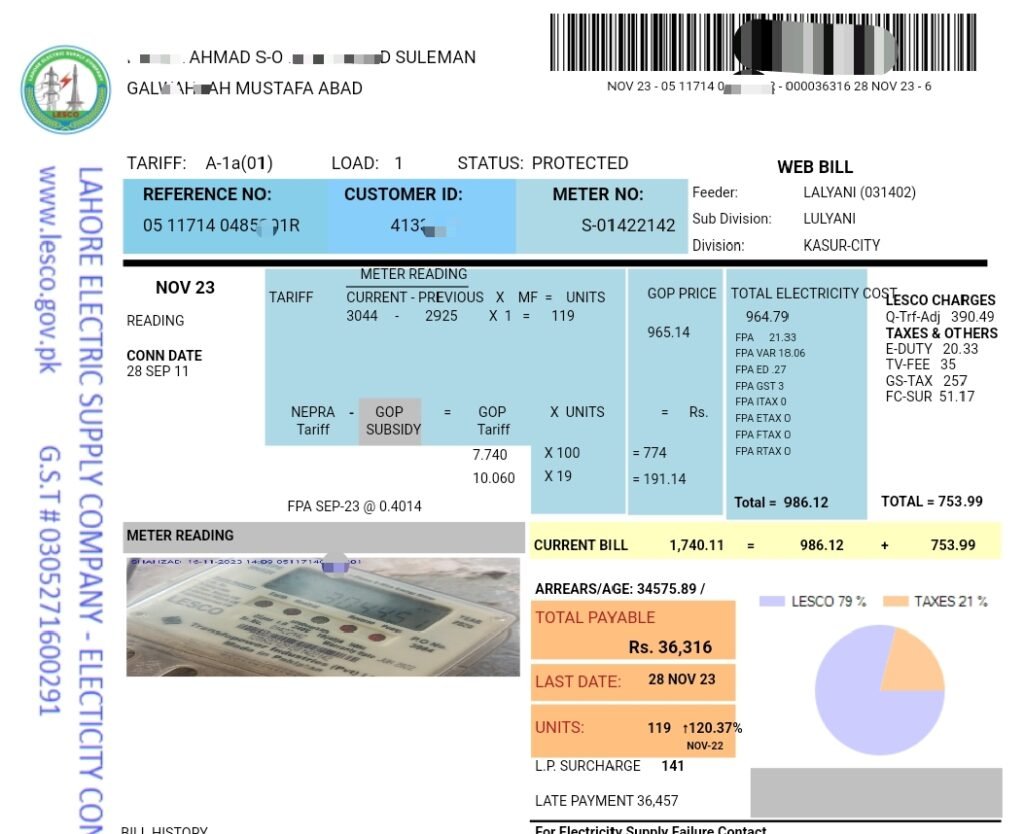 Status protected electricity bill